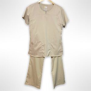 NWOT Beige Scrubs Top & Pants Set
